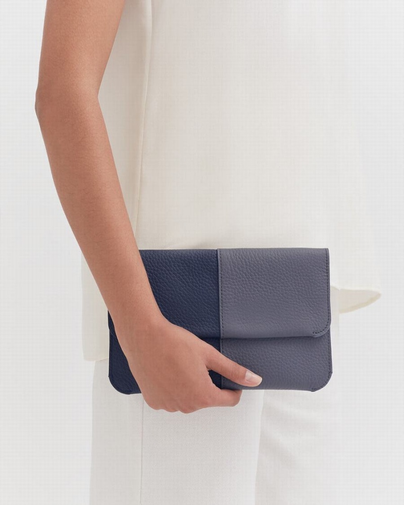 Cuyana System Flap Unterarmtasche-Taschen Damen Navy | HOR9945RP