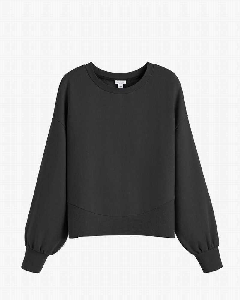 Cuyana Terry Balloon Sleeve Sweatshirts Damen Schwarz | ITO2587HV