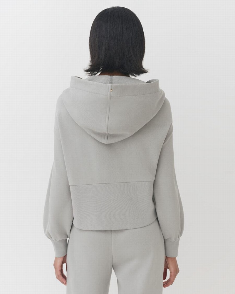 Cuyana Terry Zip Front Hoodie Damen Grau | JGX6668EP