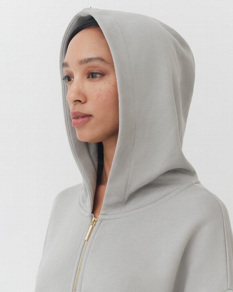 Cuyana Terry Zip Front Hoodie Damen Grau | JGX6668EP