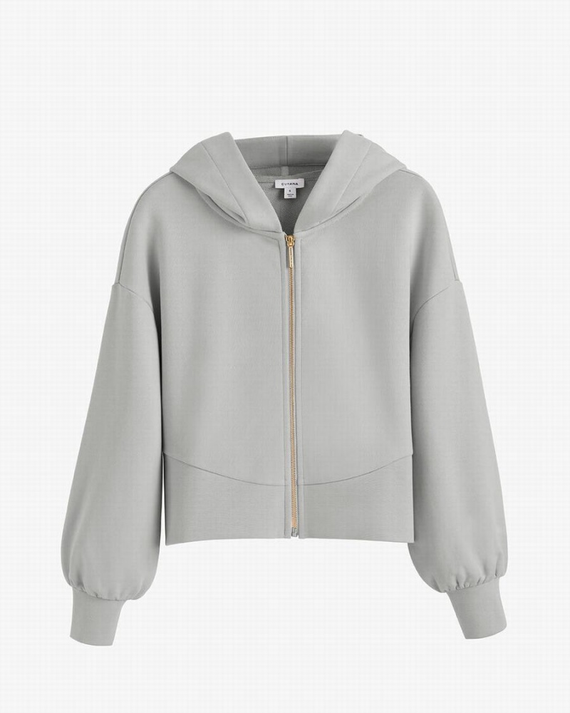 Cuyana Terry Zip Front Hoodie Damen Grau | JGX6668EP