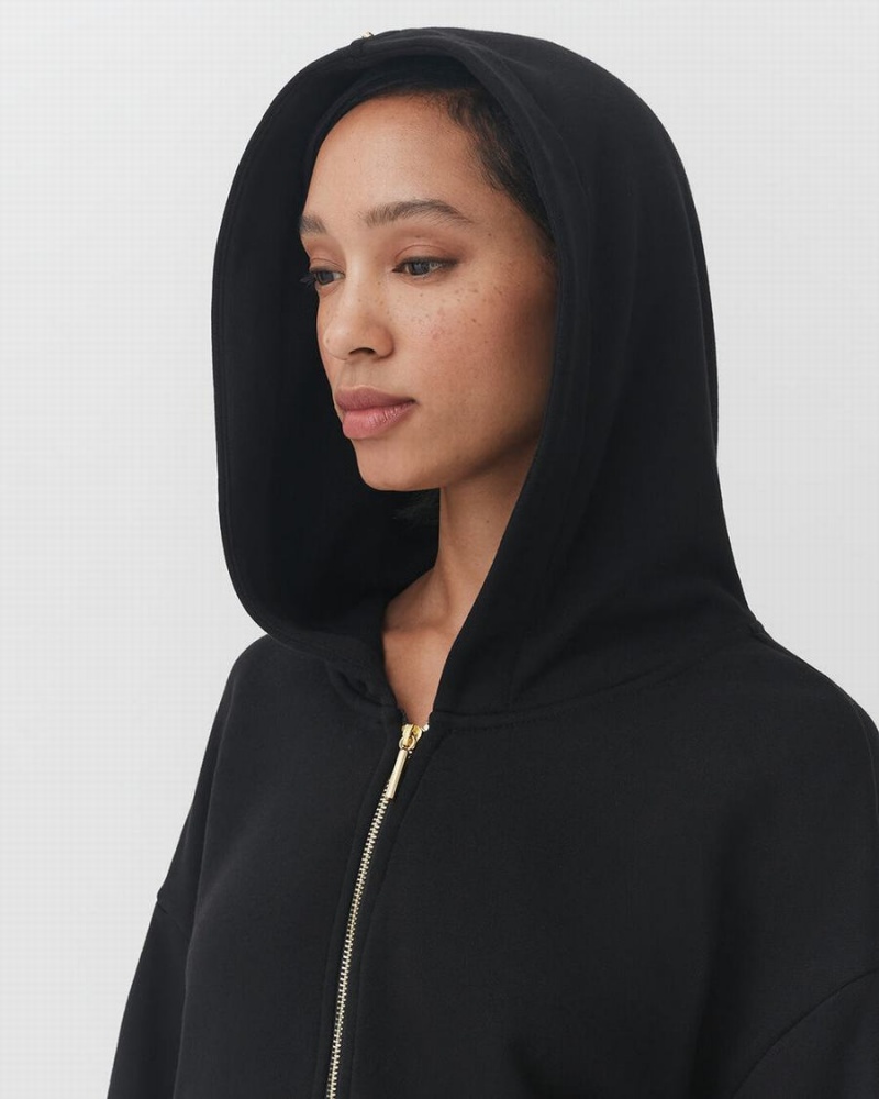 Cuyana Terry Zip Front Hoodie Damen Schwarz | VMJ2618VT