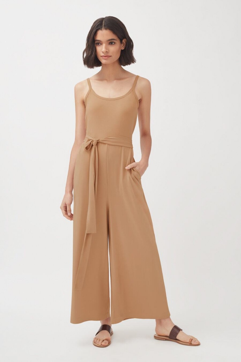 Cuyana V-Back Jumpsuit Damen Braun | OTA3315AT