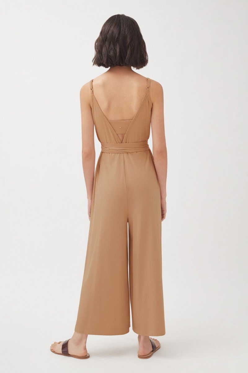 Cuyana V-Back Jumpsuit Damen Braun | OTA3315AT