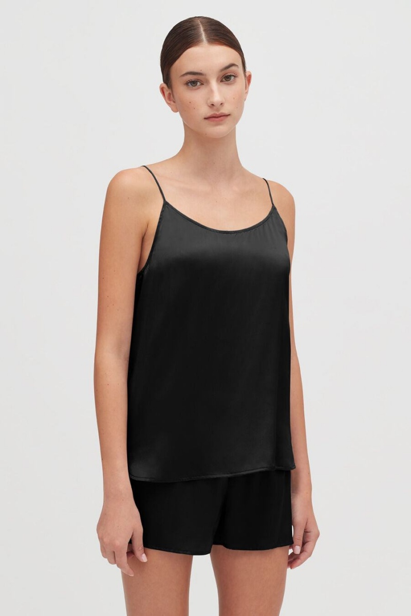 Cuyana Washable Charmeuse Cross-Back Cami Muskelshirt Damen Schwarz | OBV7488GF