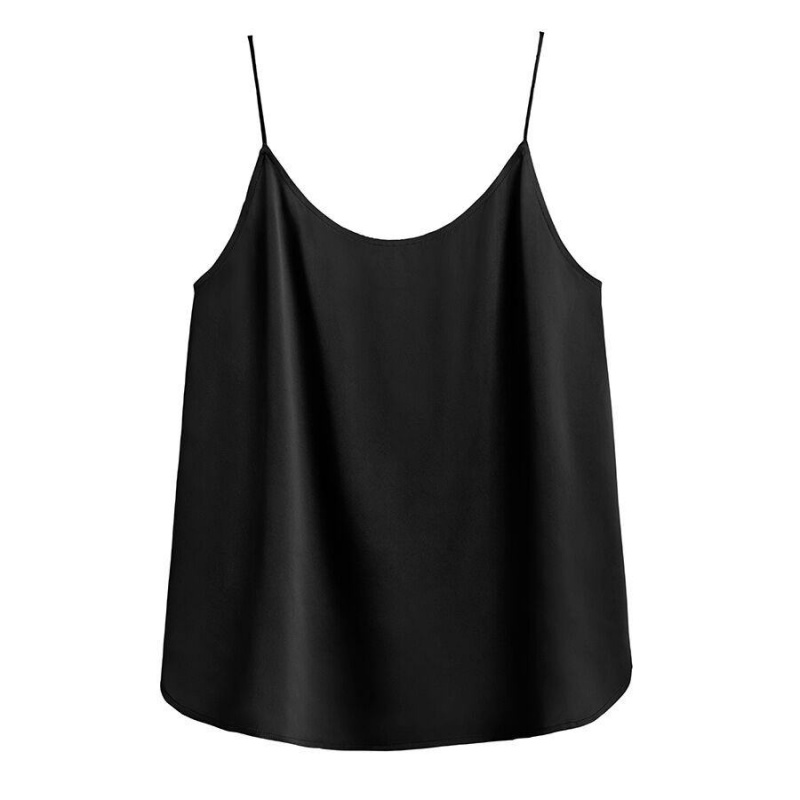 Cuyana Washable Charmeuse Cross-Back Cami Muskelshirt Damen Schwarz | OBV7488GF