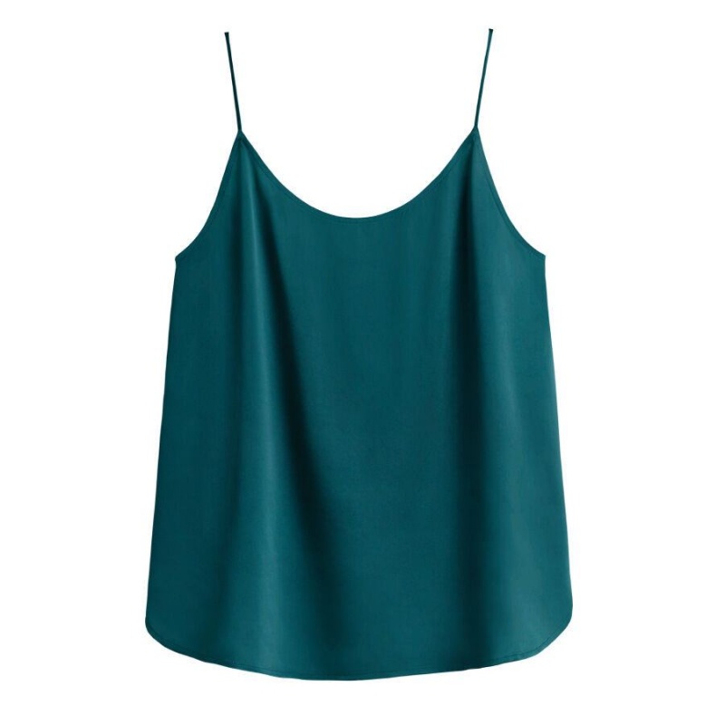 Cuyana Washable Charmeuse Cross-Back Cami Muskelshirt Damen Blau | RQE4468AF