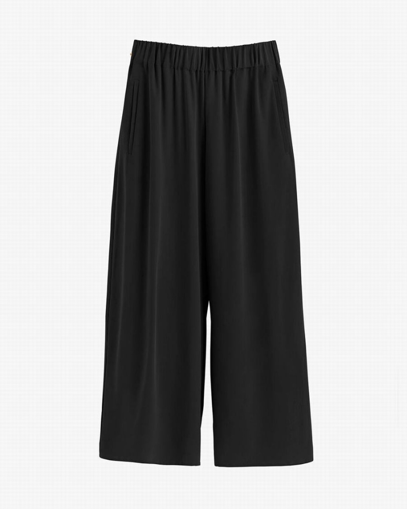 Cuyana Washable Silk Weite-Leg Cropped Hose Damen Schwarz | NIJ3097RX