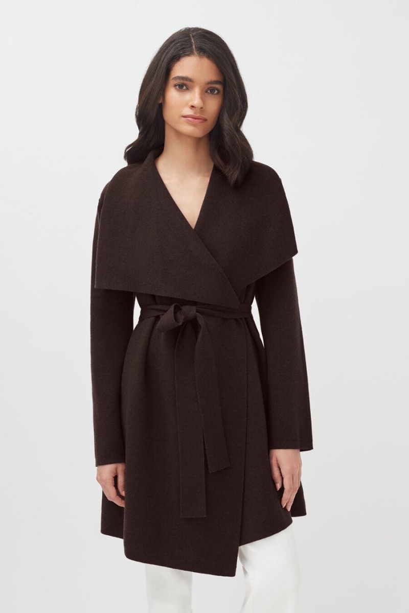 Cuyana Wolle Cashmere Kurzes Wrap Mäntel Damen Dunkelbraun | MGW8189NW