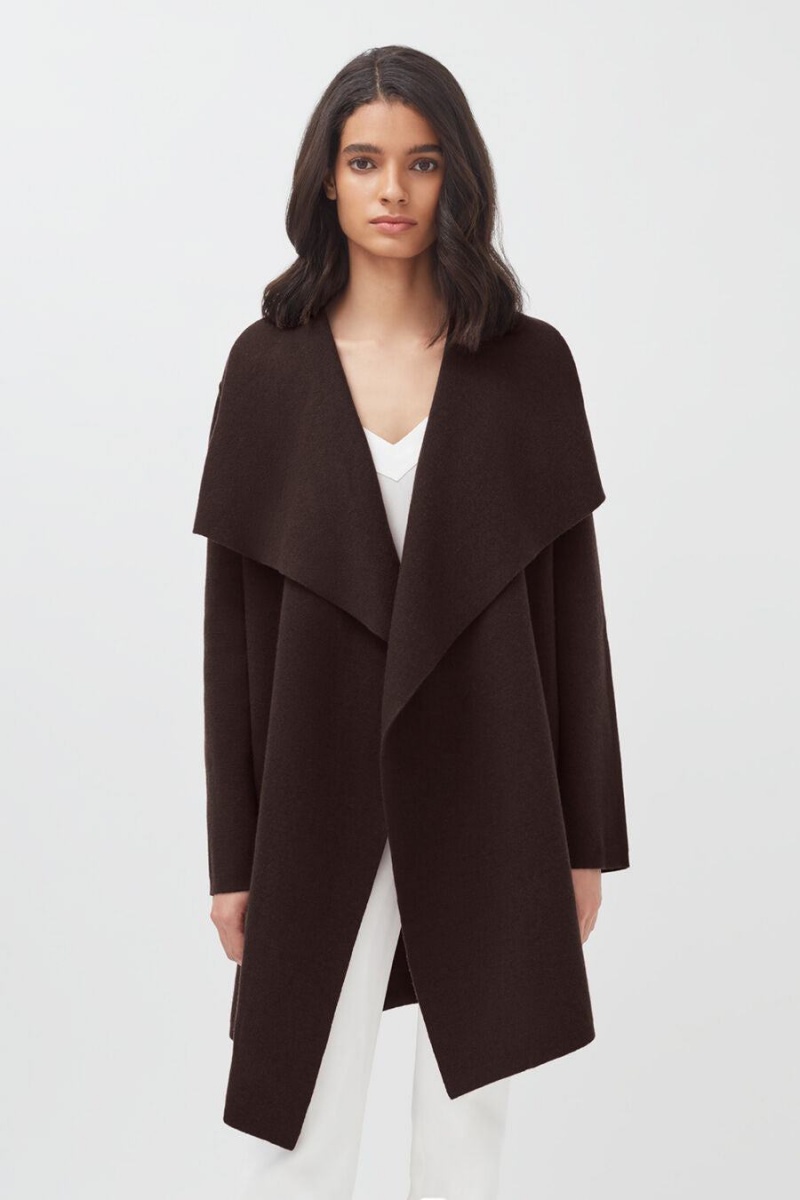 Cuyana Wolle Cashmere Kurzes Wrap Mäntel Damen Dunkelbraun | MGW8189NW